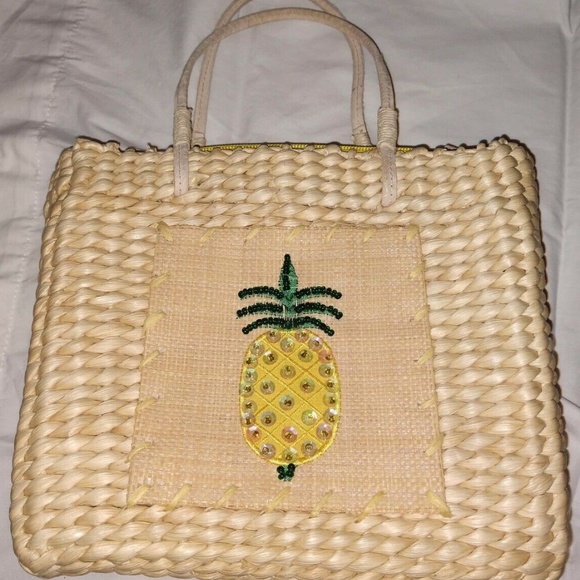 Xharation Straw Corn Husk Pineapple Purse Yellow - Picture 2 of 8